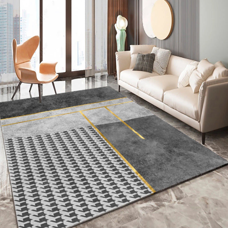 Lisslune | Multi-Color Living Room Carpet Casual Geometric Print Indoor Carpet Polypropylene Pet-Friendly Washable Carpet