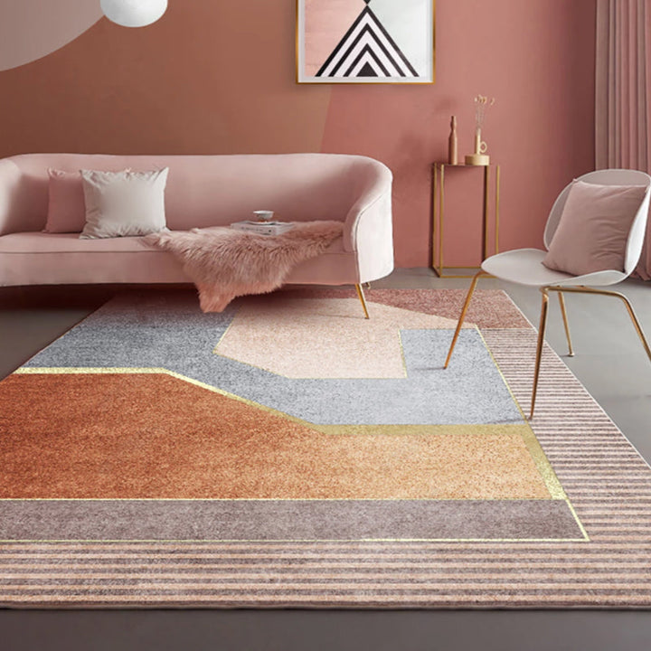 Lisslune | Multi-Color Living Room Carpet Casual Geometric Print Indoor Carpet Polypropylene Pet-Friendly Washable Carpet