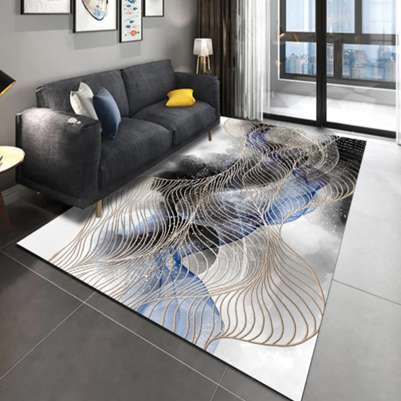 Lisslune | Multi-Color Living Room Carpet Casual Geometric Print Indoor Carpet Polypropylene Pet-Friendly Washable Carpet