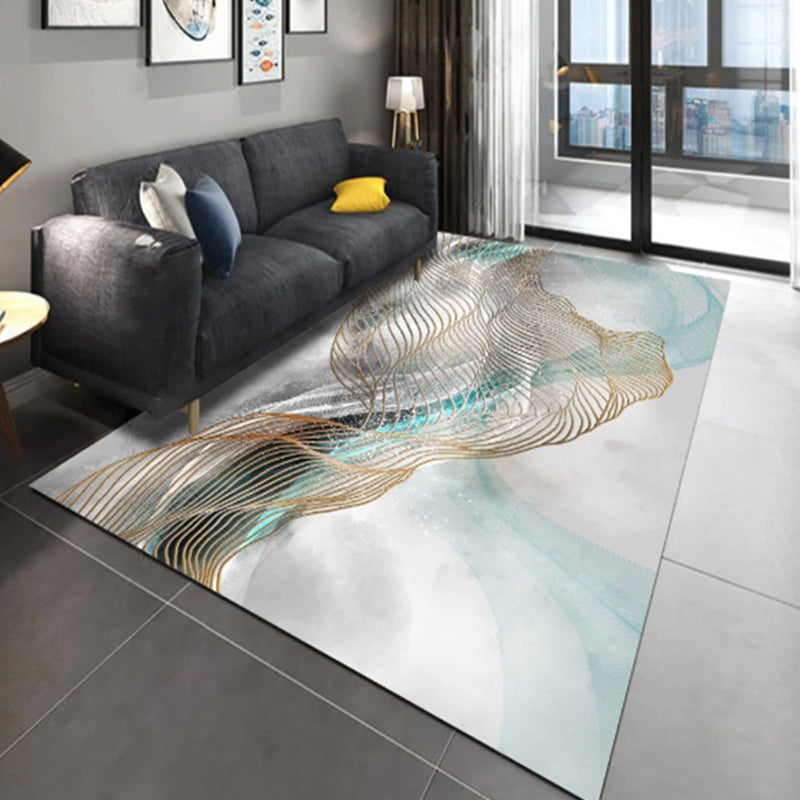 Lisslune | Multi-Color Living Room Carpet Casual Geometric Print Indoor Carpet Polypropylene Pet-Friendly Washable Carpet