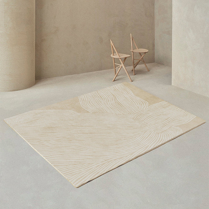 Lisslune | Modern Home Decor Rug Beige Abstract Printed Area Rug Cotton Blend Non-Slip Machine Washable Rug
