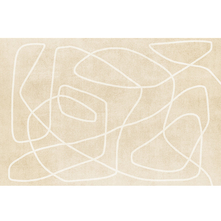 Lisslune | Modern Home Decor Rug Beige Abstract Printed Area Rug Cotton Blend Non-Slip Machine Washable Rug