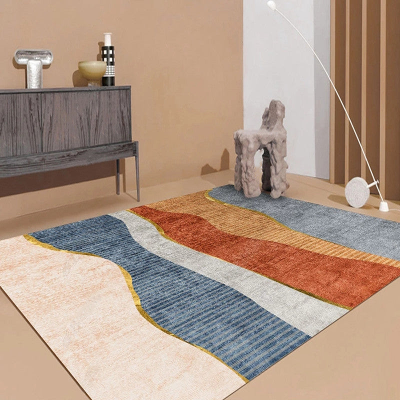 Lisslune | Modern Living Room Rug Morandi Color Color Block Area Rug Synthetic Non-Slip Washable Rug