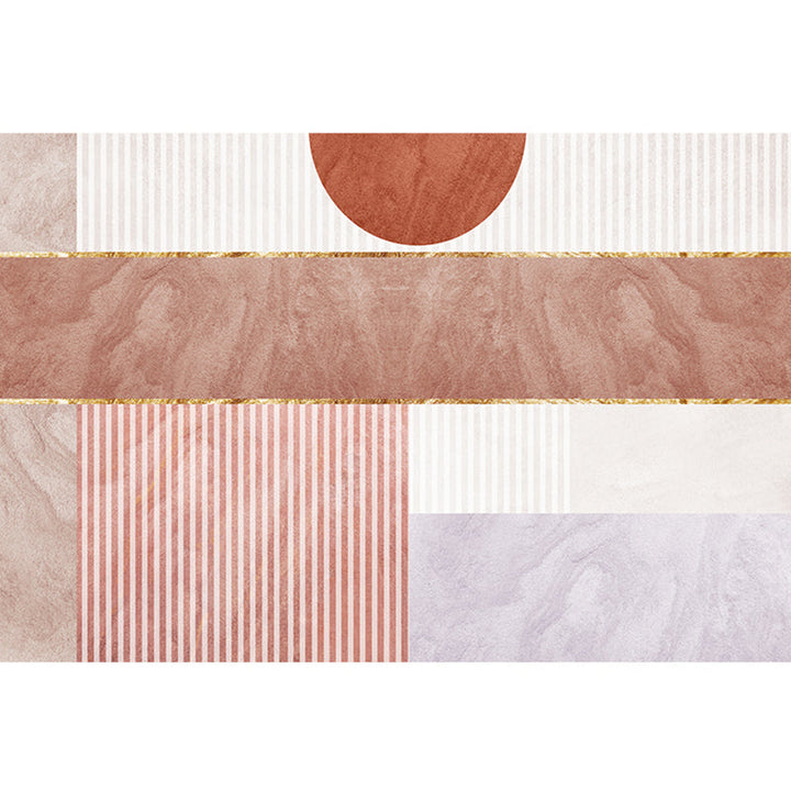 Lisslune | Modern Living Room Rug Morandi Color Color Block Area Rug Synthetic Non-Slip Washable Rug