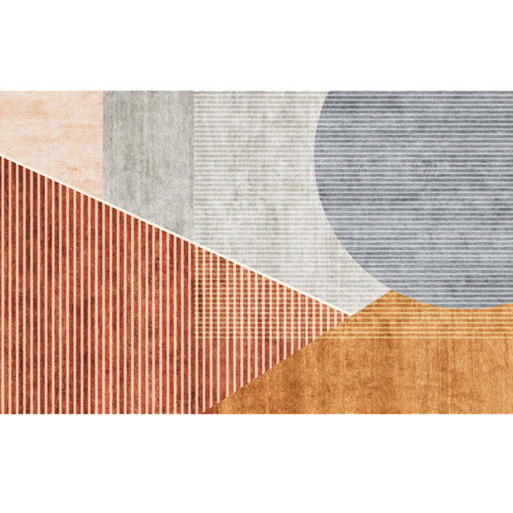 Lisslune | Modern Living Room Rug Morandi Color Color Block Area Rug Synthetic Non-Slip Washable Rug