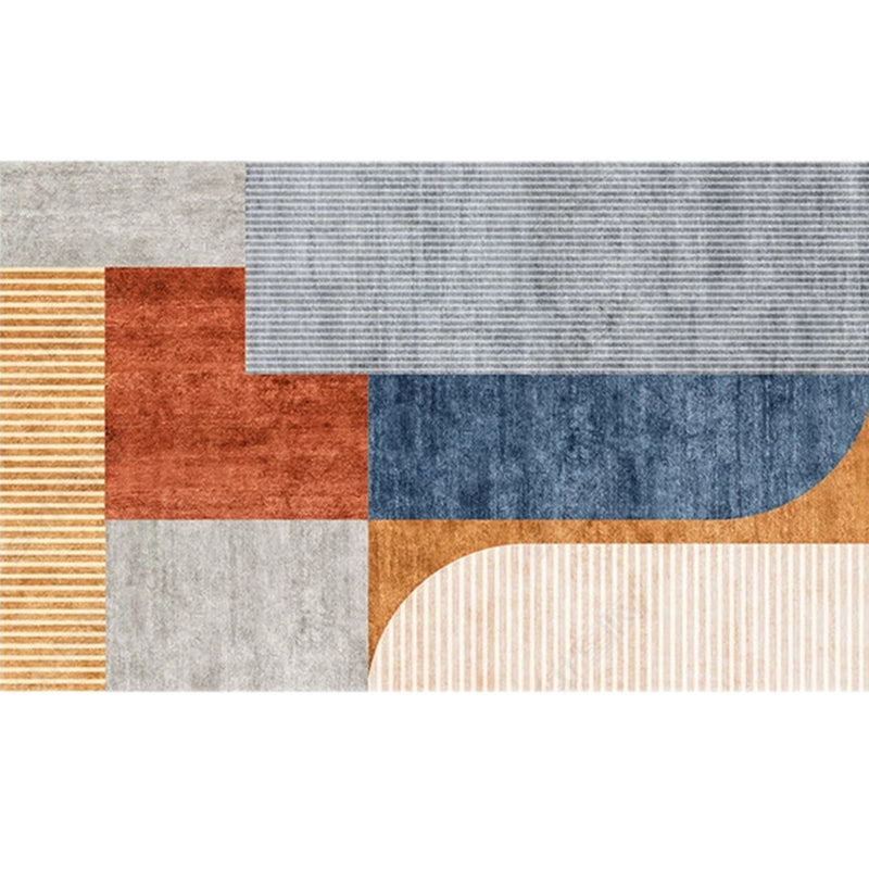 Lisslune | Modern Living Room Rug Morandi Color Color Block Area Rug Synthetic Non-Slip Washable Rug
