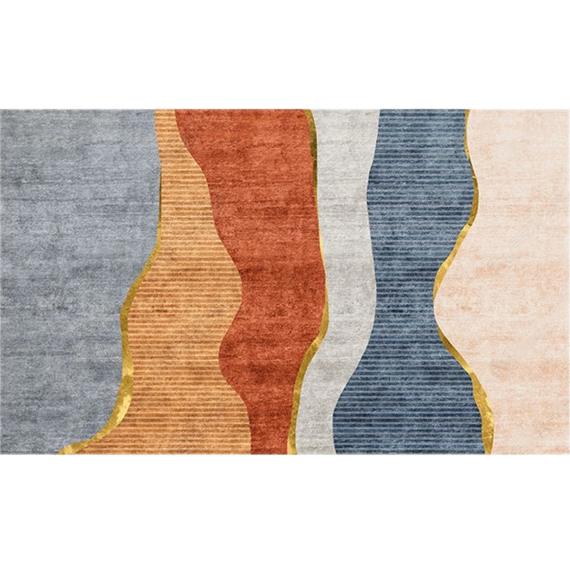 Lisslune | Modern Living Room Rug Morandi Color Color Block Area Rug Synthetic Non-Slip Washable Rug