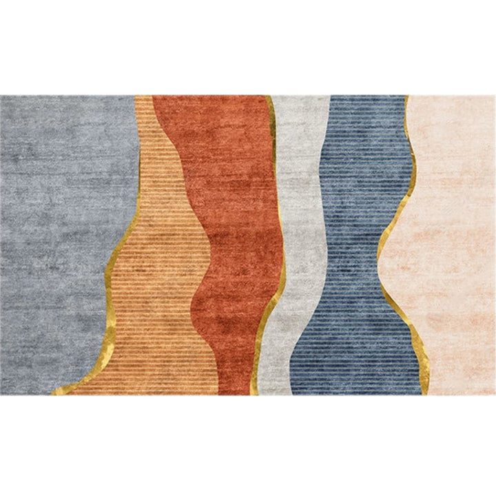 Lisslune | Modern Living Room Rug Morandi Color Color Block Area Rug Synthetic Non-Slip Washable Rug