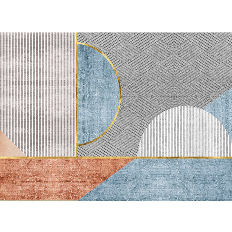 Lisslune | Modern Living Room Rug Morandi Color Color Block Area Rug Synthetic Non-Slip Washable Rug