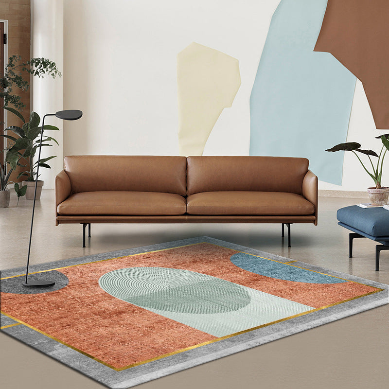 Lisslune | Simple Color Block Rug Multicolored Polyester Area Rug Non-Slip Backing Machine Washable Rug for the Bedroom