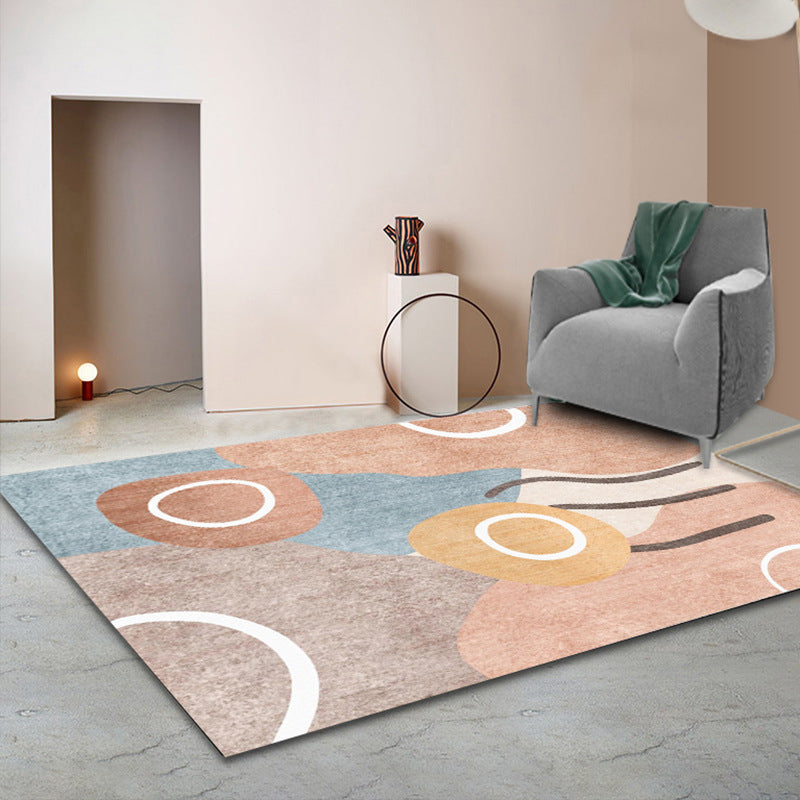 Lisslune | Simple Color Block Rug Multicolored Polyester Area Rug Non-Slip Backing Machine Washable Rug for the Bedroom