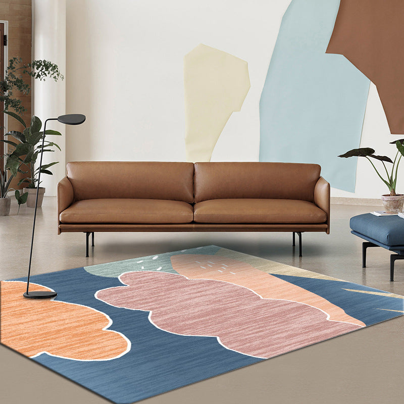 Lisslune | Simple Color Block Rug Multicolored Polyester Area Rug Non-Slip Backing Machine Washable Rug for the Bedroom