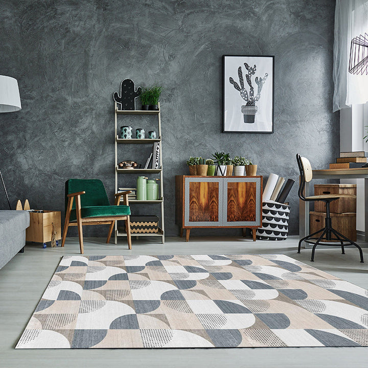 Lisslune | Simple Color Block Rug Multicolored Polyester Area Rug Non-Slip Backing Machine Washable Rug for the Bedroom