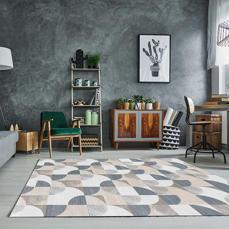Lisslune | Simple Color Block Rug Multicolored Polyester Area Rug Non-Slip Backing Machine Washable Rug for the Bedroom