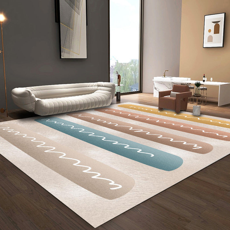 Lisslune | Simple Color Block Rug Multicolored Polyester Area Rug Non-Slip Backing Machine Washable Rug for the Bedroom