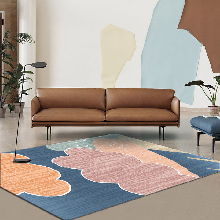 Lisslune | Simple Color Block Rug Multicolored Polyester Area Rug Non-Slip Backing Machine Washable Rug for the Bedroom