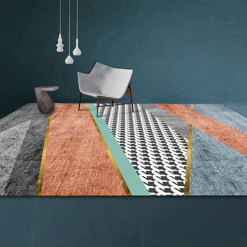 Lisslune | Simple Color Block Rug Multicolored Polyester Area Rug Non-Slip Backing Machine Washable Rug for the Bedroom