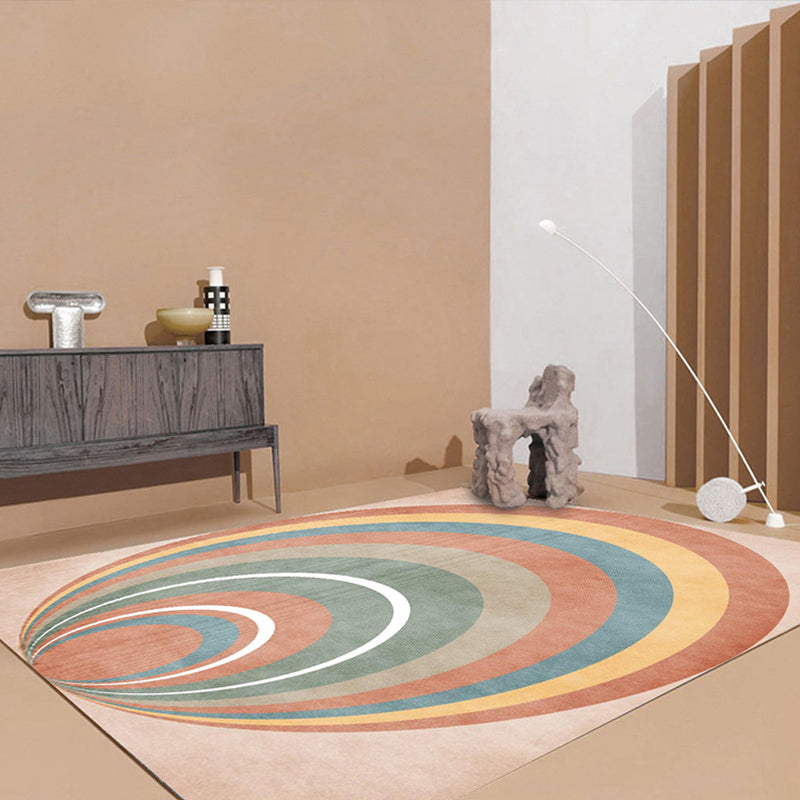 Lisslune | Simple Color Block Rug Multicolored Polyester Area Rug Non-Slip Backing Machine Washable Rug for the Bedroom