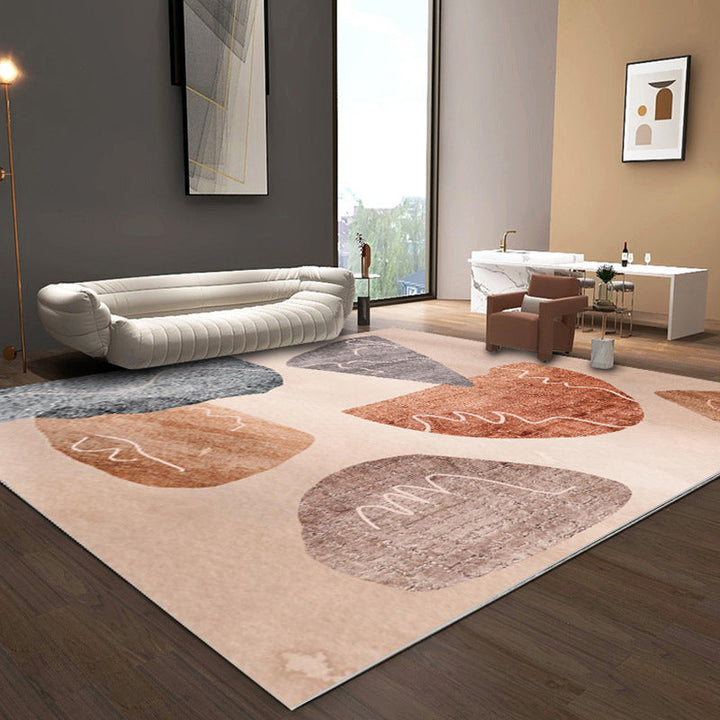 Lisslune | Simple Color Block Rug Multicolored Polyester Area Rug Non-Slip Backing Machine Washable Rug for the Bedroom