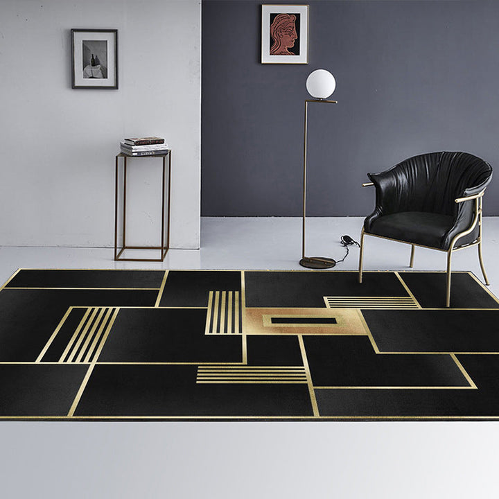 Lisslune | Simple Color Block Rug Multicolored Polyester Area Rug Non-Slip Backing Machine Washable Rug for the Bedroom