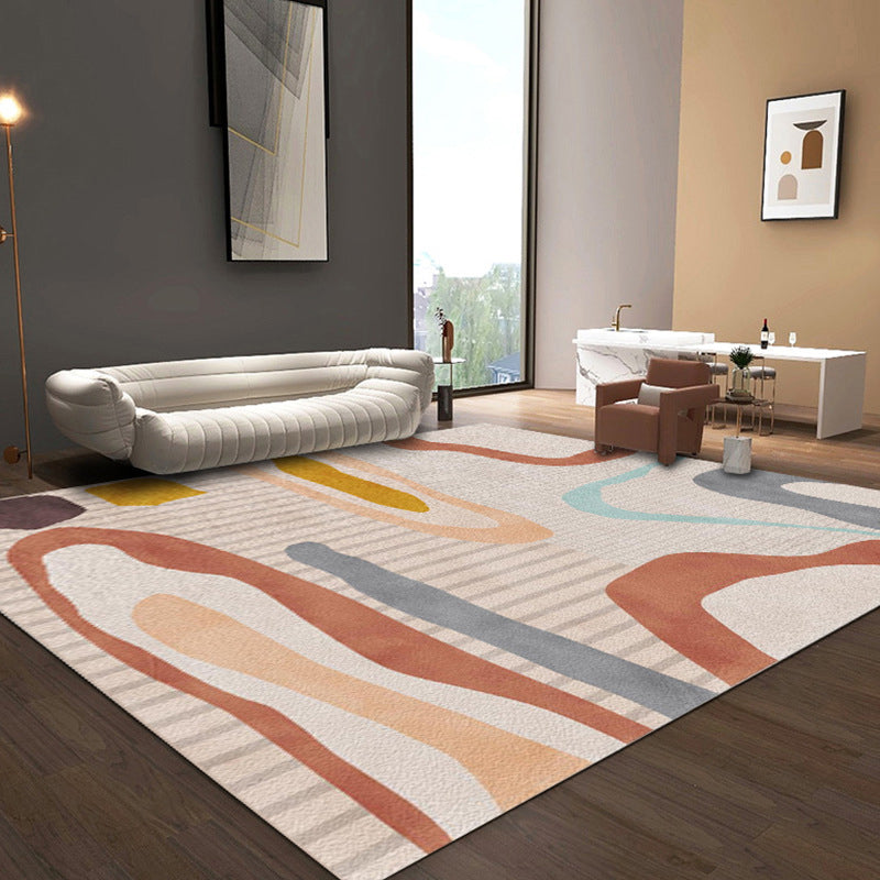 Lisslune | Simple Color Block Rug Multicolored Polyester Area Rug Non-Slip Backing Machine Washable Rug for the Bedroom