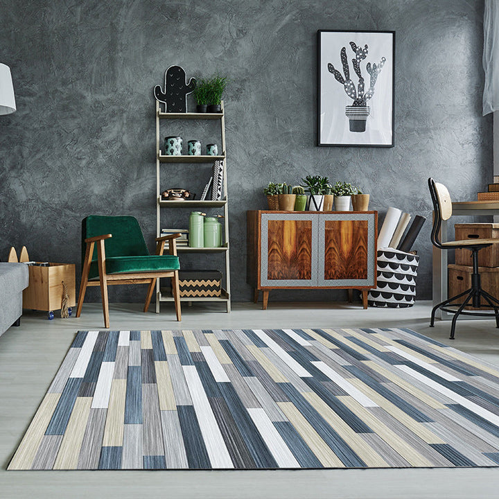 Lisslune | Simple Color Block Rug Multicolored Polyester Area Rug Non-Slip Backing Machine Washable Rug for the Bedroom