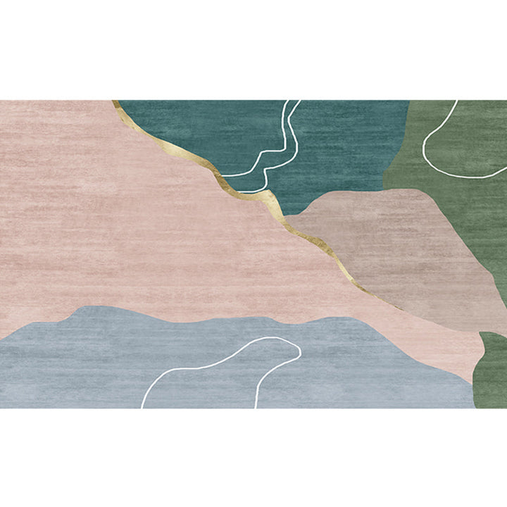 Lisslune | Western Bedroom Rug Multicolored Color Block Indoor Carpet Cotton Blend Pet Friendly Non-Slip Rug