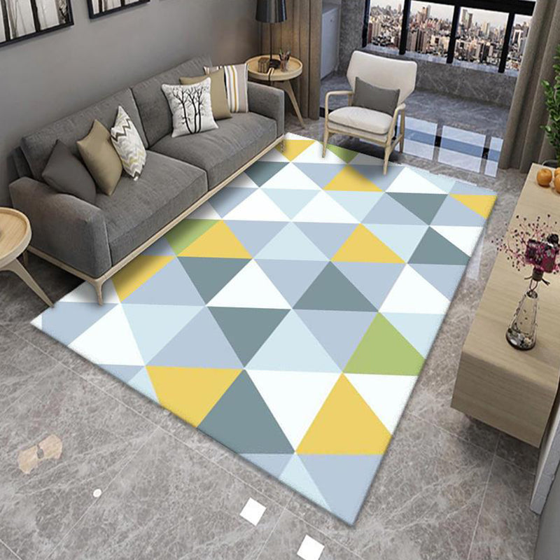 Lisslune | Modern Living Room Rug Multicolor Color Block Area Rug Polyester Non-Slip Machine Washable Rug