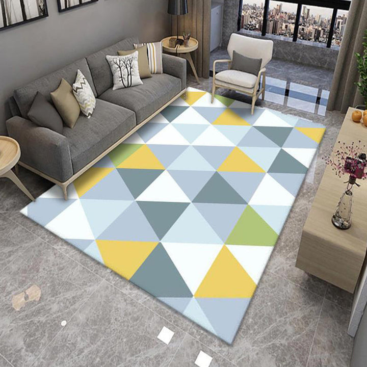 Lisslune | Modern Living Room Rug Multicolor Color Block Area Rug Polyester Non-Slip Machine Washable Rug