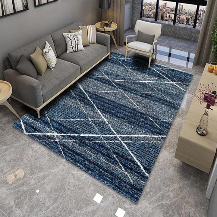 Lisslune | Modern Living Room Rug Multicolor Color Block Area Rug Polyester Non-Slip Machine Washable Rug