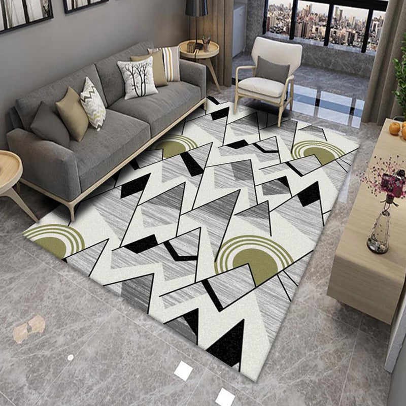 Lisslune | Modern Living Room Rug Multicolor Color Block Area Rug Polyester Non-Slip Machine Washable Rug