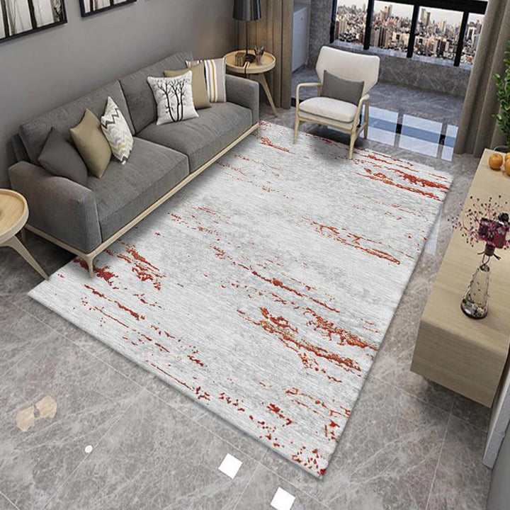Lisslune | Modern Living Room Rug Multicolor Color Block Area Rug Polyester Non-Slip Machine Washable Rug