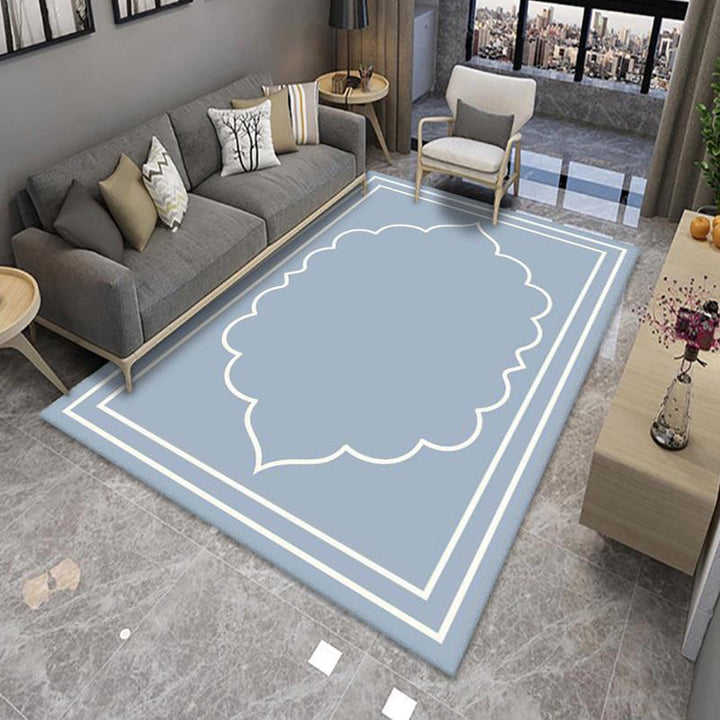 Lisslune | Modern Living Room Rug Multicolor Color Block Area Rug Polyester Non-Slip Machine Washable Rug