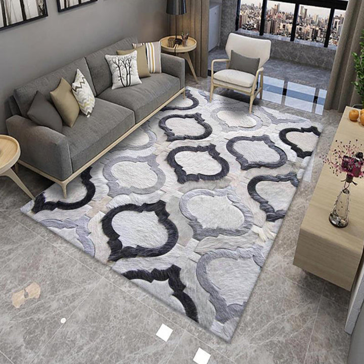 Lisslune | Modern Living Room Rug Multicolor Color Block Area Rug Polyester Non-Slip Machine Washable Rug