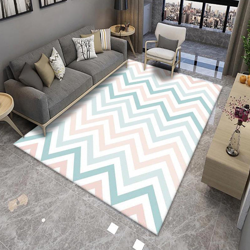 Lisslune | Modern Living Room Rug Multicolor Color Block Area Rug Polyester Non-Slip Machine Washable Rug