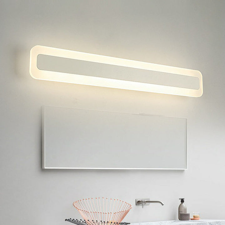 Lisslune | Simplicity Rectangular Wall Trim Light Acrylic Bathroom LED Mirror Lighting in White