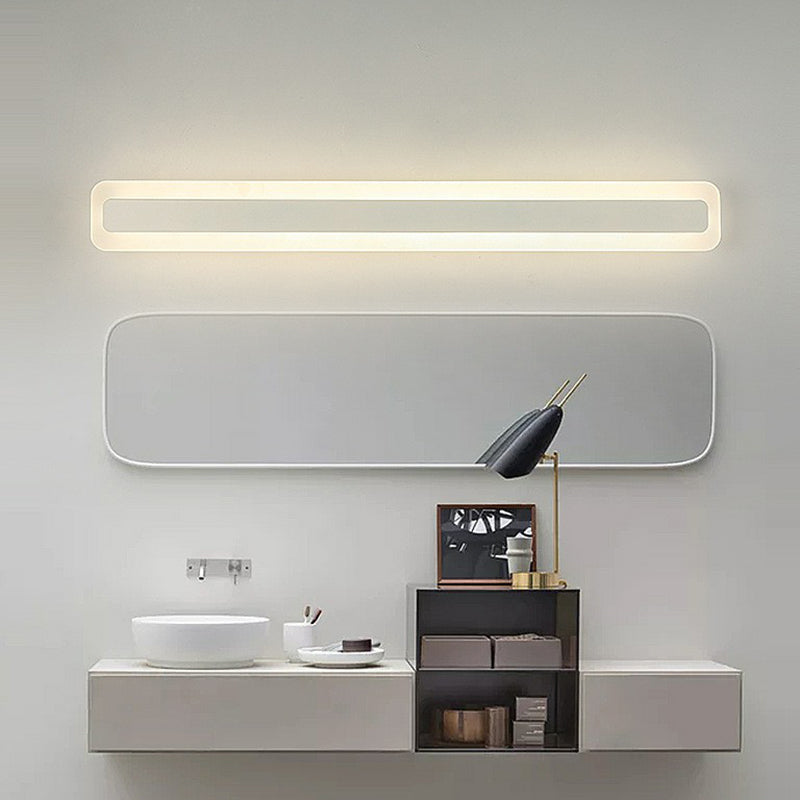 Lisslune | Simplicity Rectangular Wall Trim Light Acrylic Bathroom LED Mirror Lighting in White