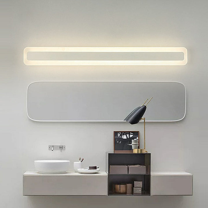 Lisslune | Simplicity Rectangular Wall Trim Light Acrylic Bathroom LED Mirror Lighting in White