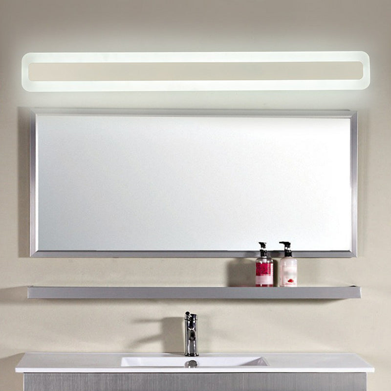 Lisslune | Simplicity Rectangular Wall Trim Light Acrylic Bathroom LED Mirror Lighting in White