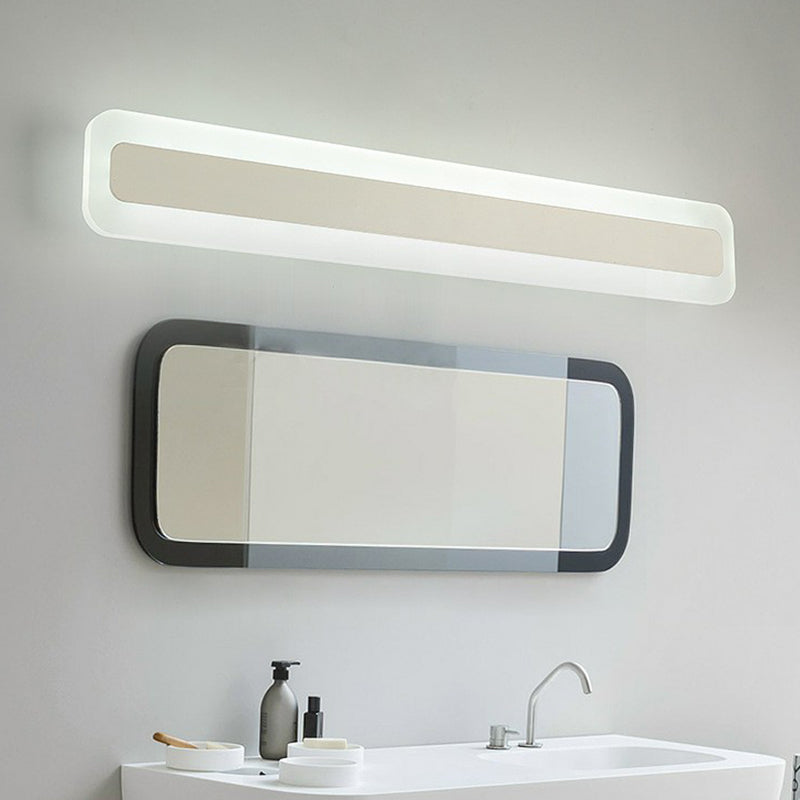 Lisslune | Simplicity Rectangular Wall Trim Light Acrylic Bathroom LED Mirror Lighting in White