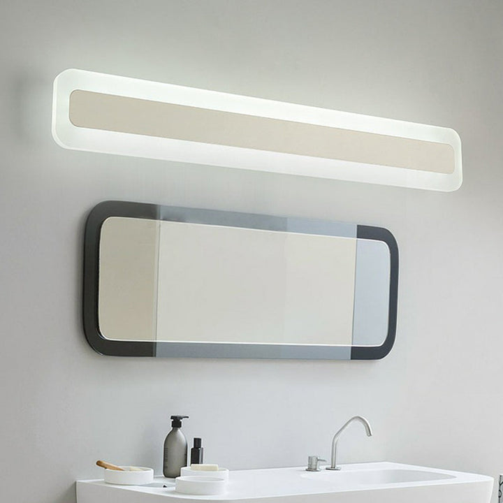 Lisslune | Simplicity Rectangular Wall Trim Light Acrylic Bathroom LED Mirror Lighting in White