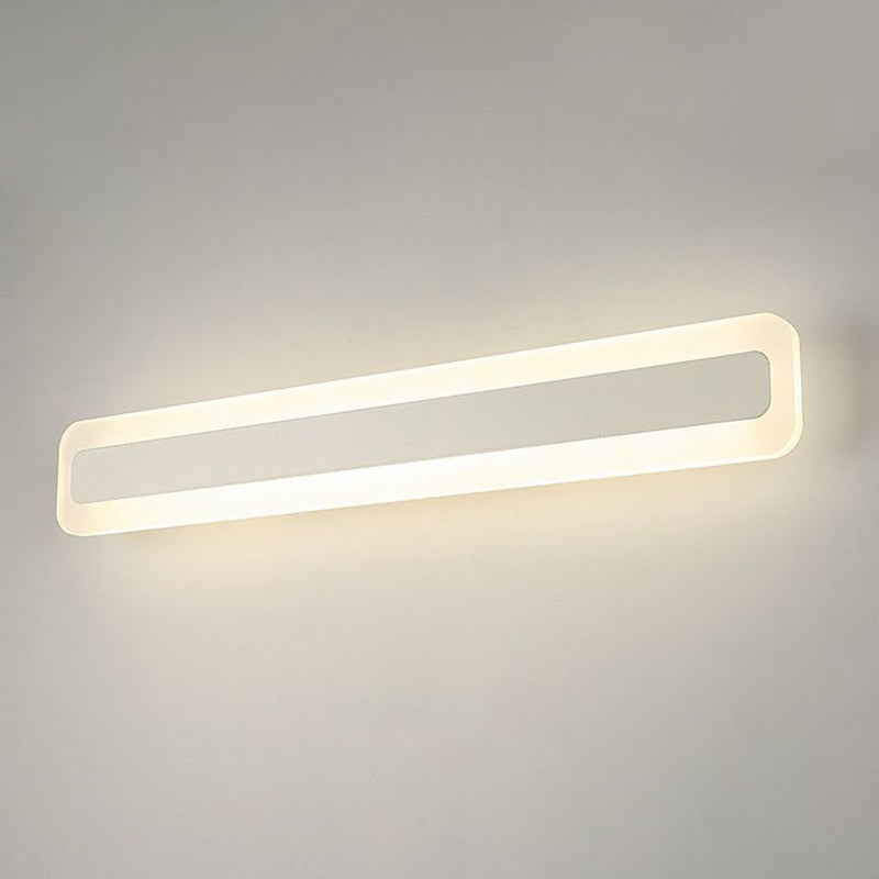 Lisslune | Simplicity Rectangular Wall Trim Light Acrylic Bathroom LED Mirror Lighting in White