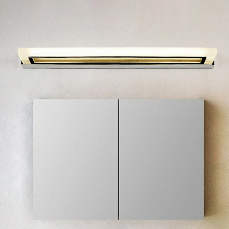 Lisslune | Rectangular LED Wall Lamp Postmodern Acrylic Bathroom Sconce Light Fixture in Chrome
