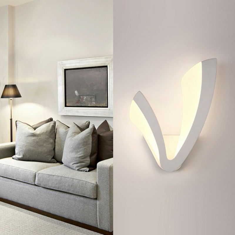 Lisslune | Acrylic V-Shape LED Wall Mounted Light Simplicity White Wall Lamp Lighting for Bedside