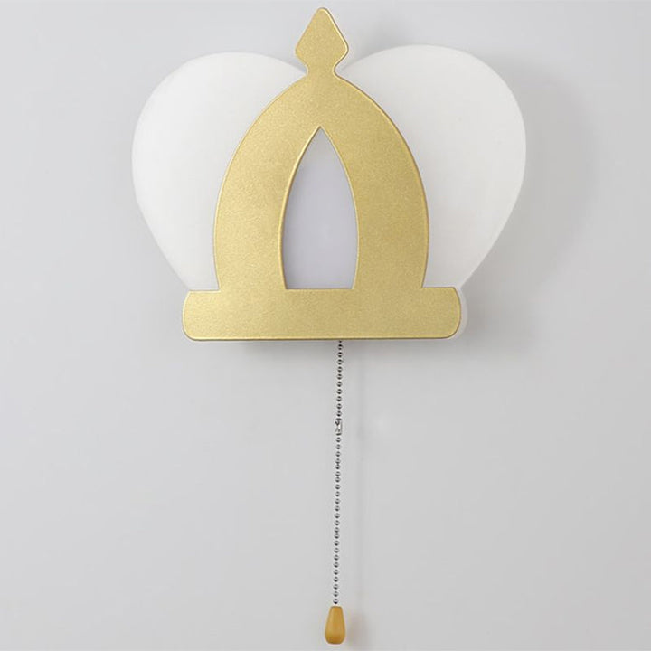 Lisslune | Crown Acrylic Wall Light Modern Style Gold LED Wall Lighting with Pull Chain for Bedroom
