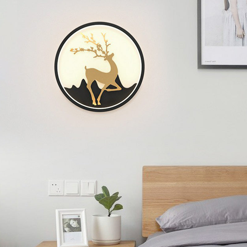 Lisslune | Aluminium Ring LED Wall Mount Light Simplicity Wall Lamp Lighting with Deer Décor