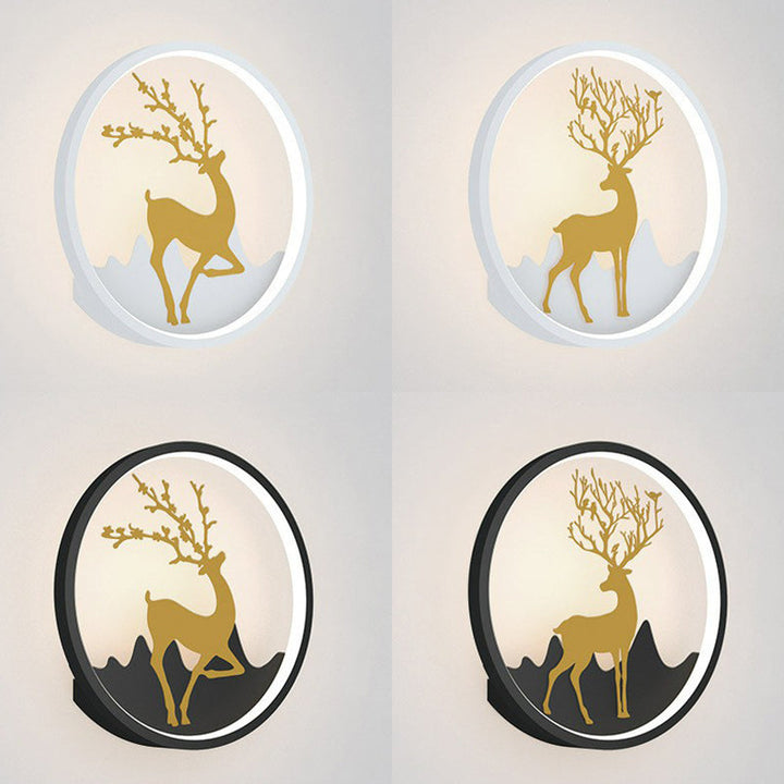 Lisslune | Aluminium Ring LED Wall Mount Light Simplicity Wall Lamp Lighting with Deer Décor