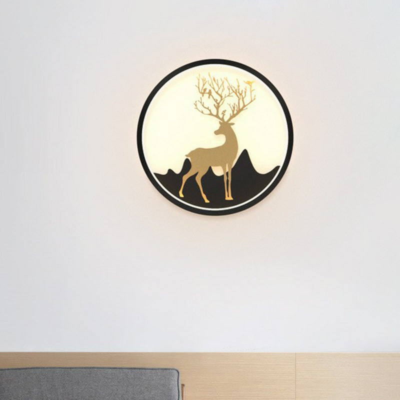 Lisslune | Aluminium Ring LED Wall Mount Light Simplicity Wall Lamp Lighting with Deer Décor