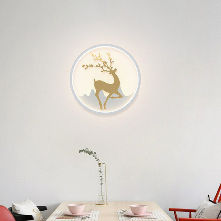 Lisslune | Aluminium Ring LED Wall Mount Light Simplicity Wall Lamp Lighting with Deer Décor