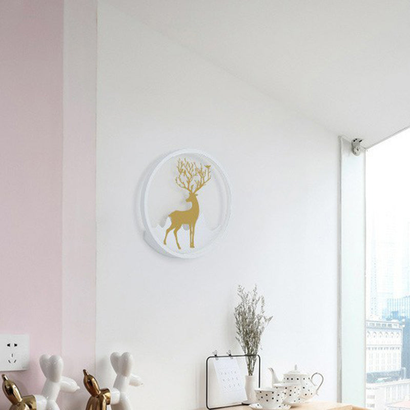 Lisslune | Aluminium Ring LED Wall Mount Light Simplicity Wall Lamp Lighting with Deer Décor